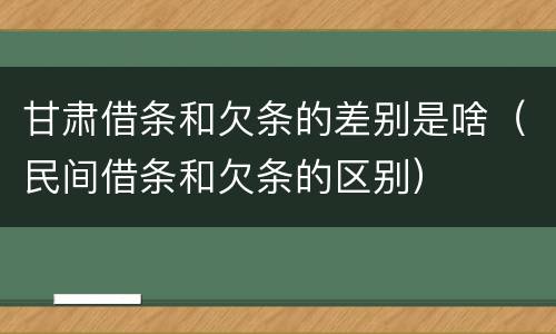 甘肃借条和欠条的差别是啥（民间借条和欠条的区别）