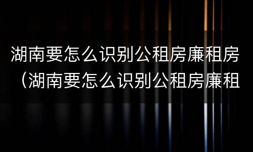 湖南要怎么识别公租房廉租房（湖南要怎么识别公租房廉租房的真假）