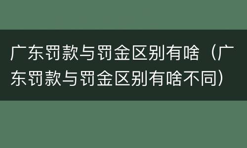 广东罚款与罚金区别有啥（广东罚款与罚金区别有啥不同）