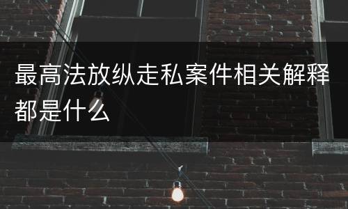 最高法放纵走私案件相关解释都是什么