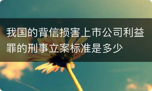 我国的背信损害上市公司利益罪的刑事立案标准是多少