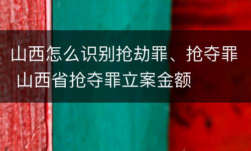 山西怎么识别抢劫罪、抢夺罪 山西省抢夺罪立案金额