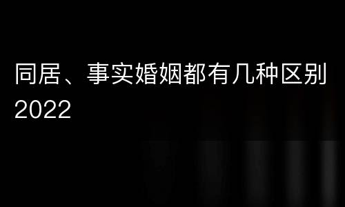 同居、事实婚姻都有几种区别2022