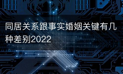 同居关系跟事实婚姻关键有几种差别2022