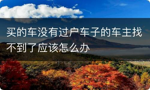 买的车没有过户车子的车主找不到了应该怎么办