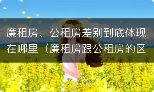 廉租房、公租房差别到底体现在哪里（廉租房跟公租房的区别）
