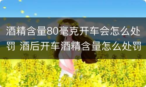 酒精含量80毫克开车会怎么处罚 酒后开车酒精含量怎么处罚