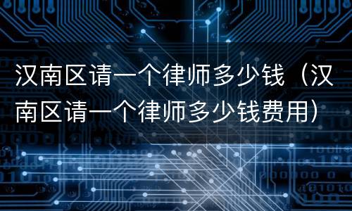 汉南区请一个律师多少钱（汉南区请一个律师多少钱费用）