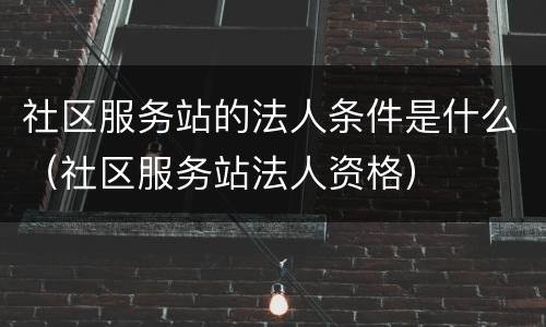 社区服务站的法人条件是什么（社区服务站法人资格）