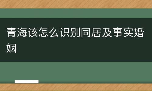 青海该怎么识别同居及事实婚姻