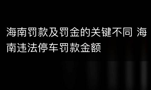 海南罚款及罚金的关键不同 海南违法停车罚款金额