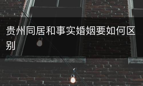 贵州同居和事实婚姻要如何区别