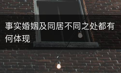 事实婚姻及同居不同之处都有何体现