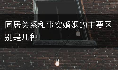 同居关系和事实婚姻的主要区别是几种