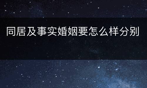 同居及事实婚姻要怎么样分别