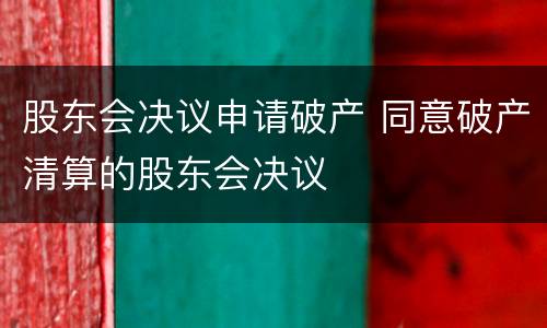 股东会决议申请破产 同意破产清算的股东会决议