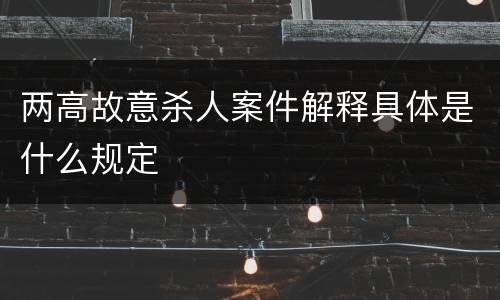 两高故意杀人案件解释具体是什么规定