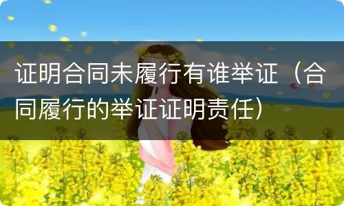证明合同未履行有谁举证（合同履行的举证证明责任）