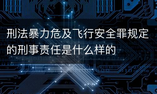 刑法暴力危及飞行安全罪规定的刑事责任是什么样的