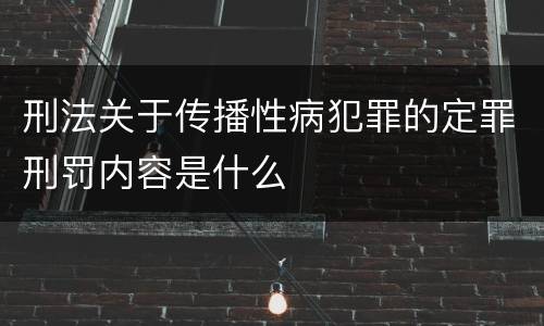 刑法关于传播性病犯罪的定罪刑罚内容是什么