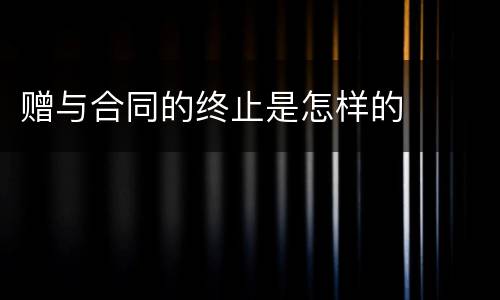 赠与合同的终止是怎样的