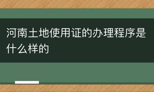 河南土地使用证的办理程序是什么样的