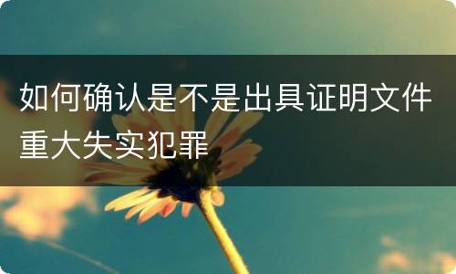 如何确认是不是出具证明文件重大失实犯罪