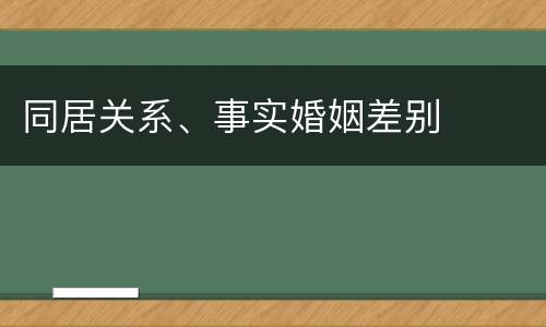 同居关系、事实婚姻差别