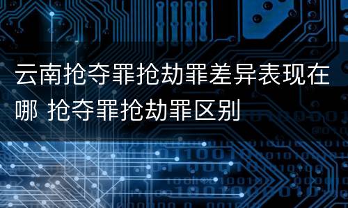 云南抢夺罪抢劫罪差异表现在哪 抢夺罪抢劫罪区别