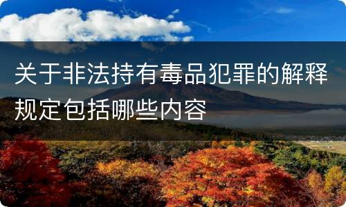 关于非法持有毒品犯罪的解释规定包括哪些内容