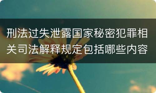 刑法过失泄露国家秘密犯罪相关司法解释规定包括哪些内容