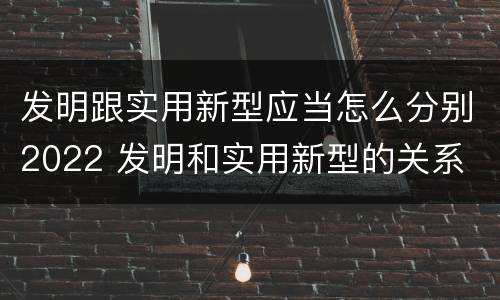 发明跟实用新型应当怎么分别2022 发明和实用新型的关系