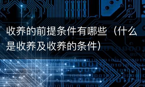 收养的前提条件有哪些（什么是收养及收养的条件）