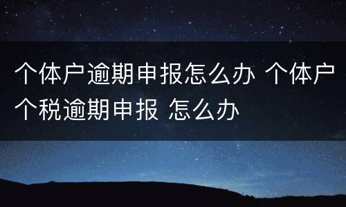 个体户逾期申报怎么办 个体户个税逾期申报 怎么办