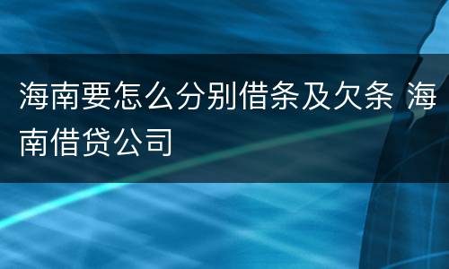 海南要怎么分别借条及欠条 海南借贷公司