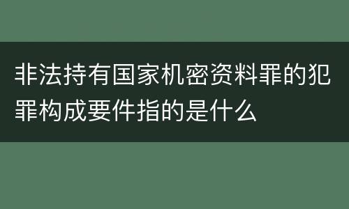非法持有国家机密资料罪的犯罪构成要件指的是什么
