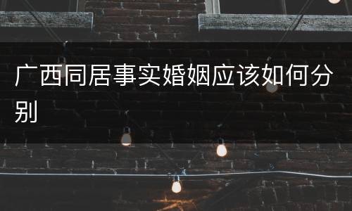 广西同居事实婚姻应该如何分别