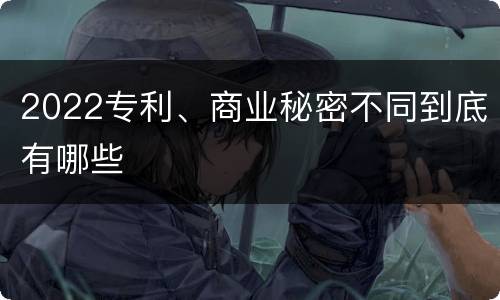 2022专利、商业秘密不同到底有哪些
