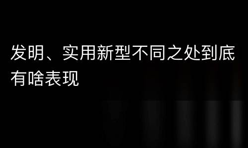 发明、实用新型不同之处到底有啥表现