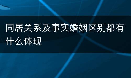 同居关系及事实婚姻区别都有什么体现