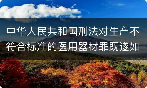 中华人民共和国刑法对生产不符合标准的医用器材罪既遂如何处罚