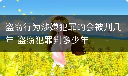 盗窃行为涉嫌犯罪的会被判几年 盗窃犯罪判多少年