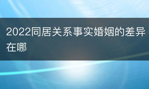 2022同居关系事实婚姻的差异在哪