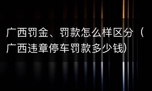 广西罚金、罚款怎么样区分（广西违章停车罚款多少钱）
