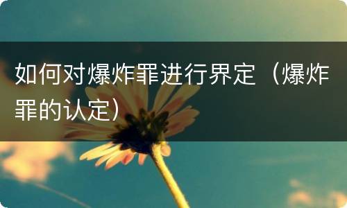 如何对爆炸罪进行界定（爆炸罪的认定）