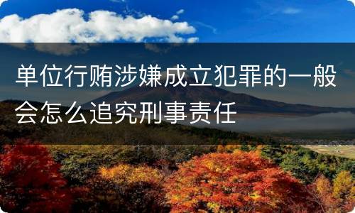 单位行贿涉嫌成立犯罪的一般会怎么追究刑事责任