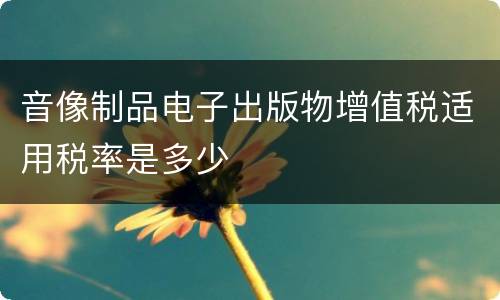 音像制品电子出版物增值税适用税率是多少