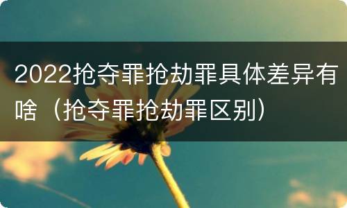 2022抢夺罪抢劫罪具体差异有啥（抢夺罪抢劫罪区别）