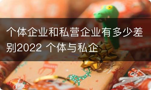 个体企业和私营企业有多少差别2022 个体与私企