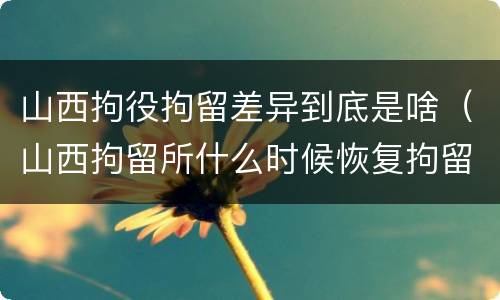 山西拘役拘留差异到底是啥（山西拘留所什么时候恢复拘留）